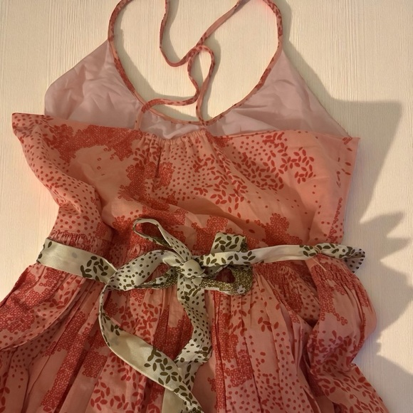 Twinkle by Wenlan Pink Orange Ruffle Tiered Midi Dress Sz 6 - Picture 2 of 5